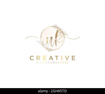 UK Feminine logo beauty monogram and elegant logo design, handwriting logo of initial signature, wedding, fashion, floral and botanical with creative Stock Vector