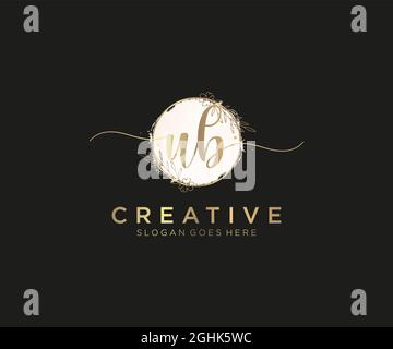 UB Feminine logo beauty monogram and elegant logo design, handwriting logo of initial signature, wedding, fashion, floral and botanical with creative Stock Vector