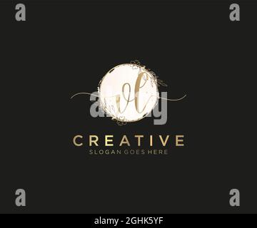 VL Feminine logo beauty monogram and elegant logo design, handwriting logo of initial signature, wedding, fashion, floral and botanical with creative Stock Vector