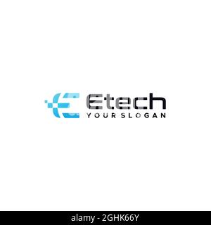modern Lettermark initial E technology logo design Stock Vector