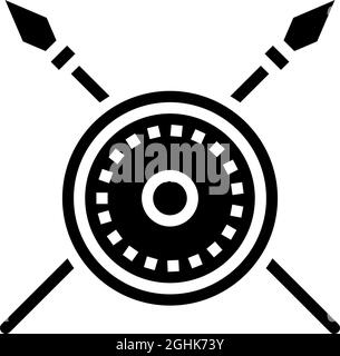 shield and spears ancient rome glyph icon vector illustration Stock Vector