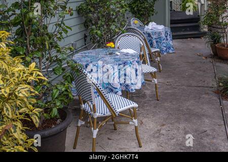 NEW ORLEANS, LA, USA - JANUARY 12, 2020: Outdoor Dining at Café Degas on Esplanade Avenue Stock Photo