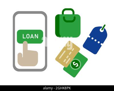 online mobile peer to peer lending loan application smartphone to pay buy shopping Stock Vector