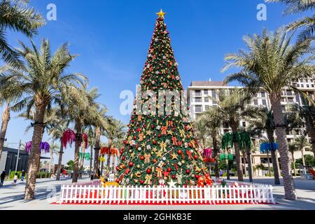 Lakewood Ranch Christmas Main Street 2022 Large Christmas Tree In Dubai, Town Square Park, Among Green Palm Trees  Stock Photo - Alamy