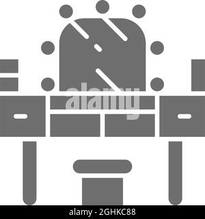 Dressing table, makeup grey icon. Isolated on white background Stock Vector