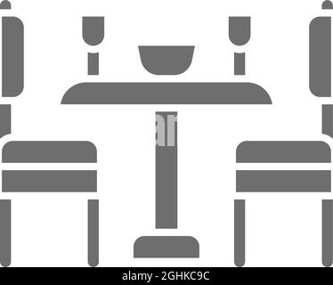 Vector kitchen table and chairs grey icon. Stock Vector