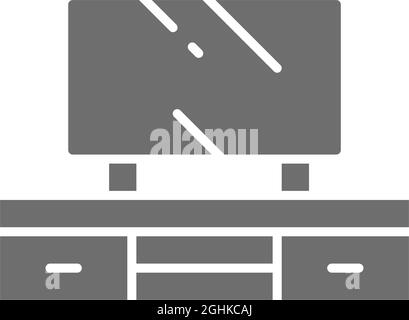 Television on nightstand grey icon. Isolated on white background Stock Vector
