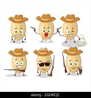 Cool cowboy pine nuts cartoon character with a cute hat. Vector illustration Stock Vector