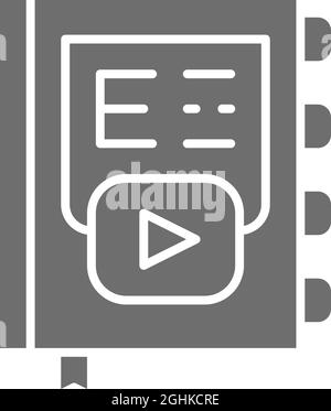 Online book, learning grey icon. Isolated on white background Stock Vector