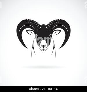 Vector of mountain goat head design on white background. Wild Animals. Goats logo or icon. Easy editable layered vector illustration. Stock Vector