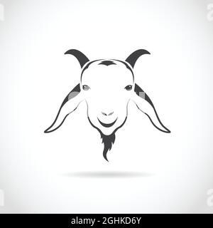 Vector image of an goat head on white background. Easy editable layered vector illustration. Wild Animals. Stock Vector