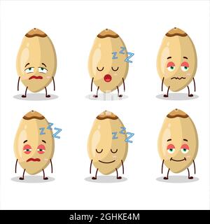 Cartoon character of pine nuts with sleepy expression. Vector illustration Stock Vector