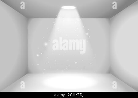 Realistic empty space of white box with light source Stock Vector
