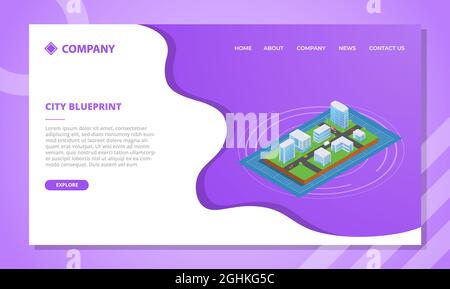 city blueprint concept for website template or landing homepage with isometric style vector illustration Stock Photo