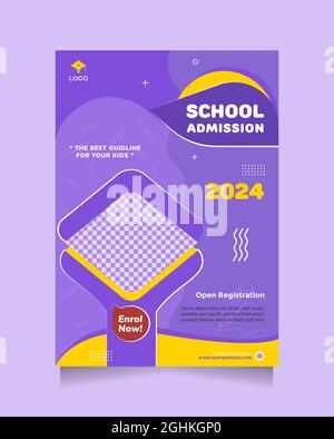 Creative flyer and brochure promotional school education admission design template. Modern blue yellow design vector with a4 size Stock Vector