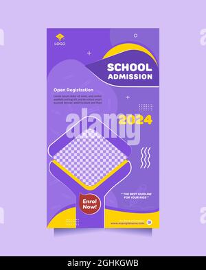 School education admission promotional social media story post and banner template. Creative idea kids and children school vector banner design Stock Vector