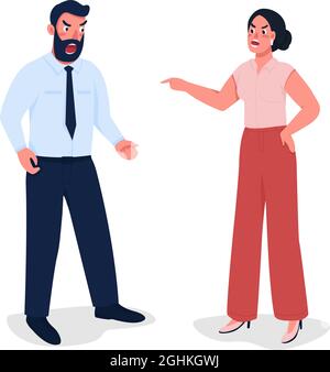 Employee arguing with boss semi flat color vector characters Stock Vector