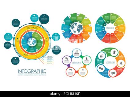 Circle infographic templates collection. vector illustration Stock Vector