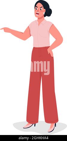 Disgruntled woman semi flat color vector character Stock Vector