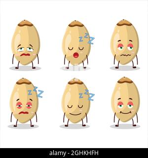 Cartoon character of pine nuts with sleepy expression. Vector illustration Stock Vector