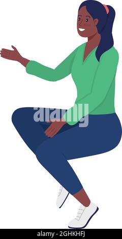 Excited woman talking semi flat color vector character Stock Vector