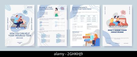 Help for depressed teen flat vector brochure template Stock Vector