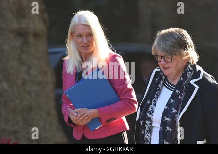 London, UK. 07th Sep, 2021. Westminster London 7th Sep 2021. Amanda Milling Minister without Portfolio and Therese Coffey secretary of state for work and pensions arrives at Downing street for a cabinet meeting Credit: MARTIN DALTON/Alamy Live News Stock Photo