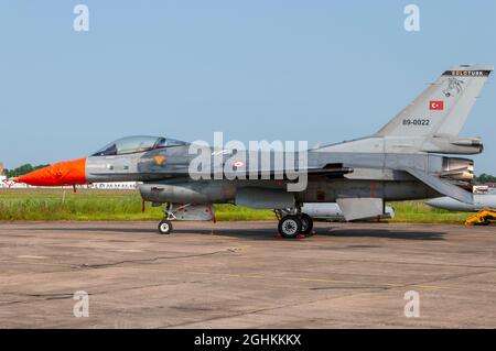 Solo Turk Turkish Air Force General Dynamics F-16 Fighting Falcon jet fighter plane at RAF Waddington airshow, UK. Spare F-16C to the display aircraft Stock Photo