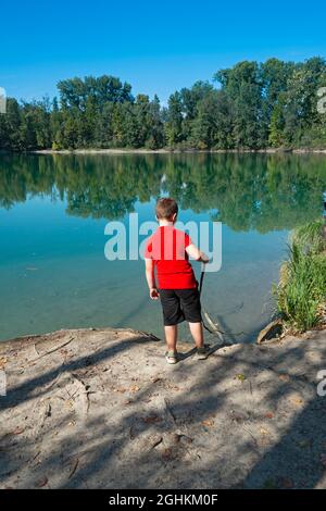 Italy, Lombardy, Ricengo, Lake of the Reflections, Chosen by the Director Luca Guadagnino for the Bathroom Scene of the Film Call Me by Your Name Stock Photo