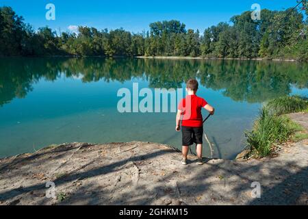 Italy, Lombardy, Ricengo, Lake of the Reflections, Chosen by the Director Luca Guadagnino for the Bathroom Scene of the Film Call Me by Your Name Stock Photo