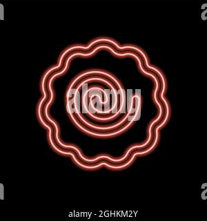 Narutomaki or kamaboko surimi vector outline icon neon color in black Stock Vector