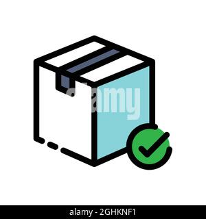 Approved box color line icon. Parcel verification concept Stock Vector ...