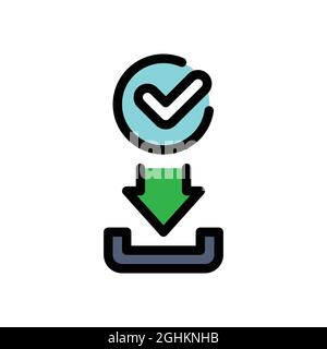 Approved loading color line icon. Verification download concept. Sign for web page, mobile app. Vector isolated object. Stock Vector