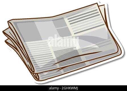 Sticker newspaper on white background illustration Stock Vector