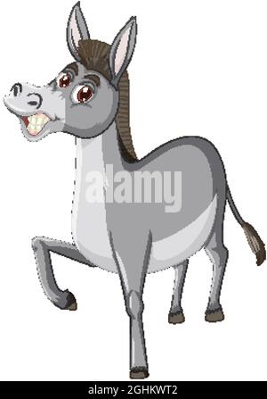 Donkey animal cartoon character  illustration Stock Vector