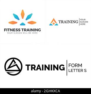 Fitness training mountain triangle logo design Stock Vector