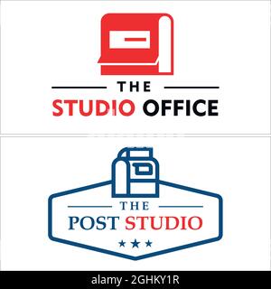Post office studio box letter logo design Stock Vector