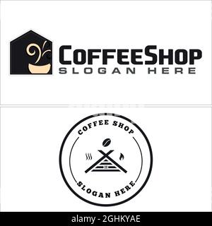 Drink coffee shop home mug logo design Stock Vector
