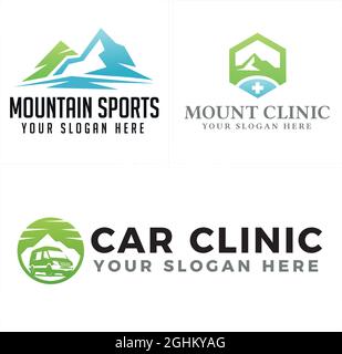 Sport training mountain medical cross car logo design Stock Vector