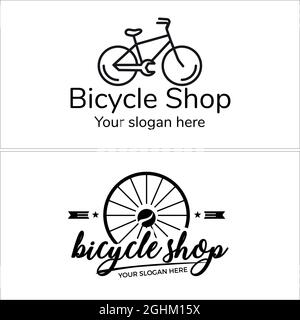 Bicycle shop cart wheel logo design Stock Vector