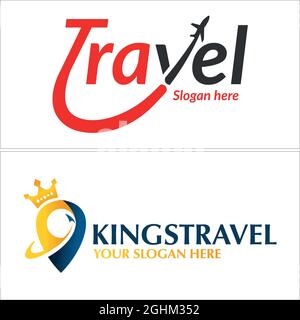 Modern wordmark for travel agency with airplane Logo Design Stock Vector