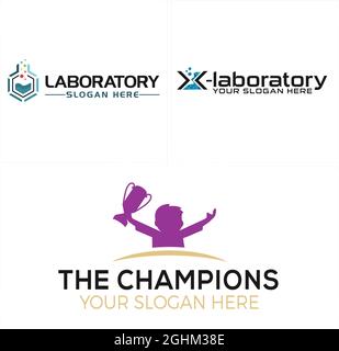 Kids education laboratory boy and tube logo design Stock Vector