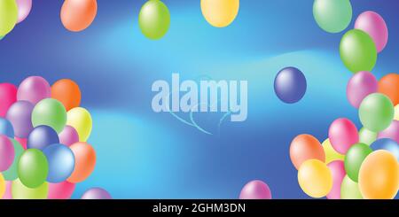 Abstract background wallpaper backdrop ball balloons blue sky anniversary celebration season pattern art graphic design vector illustration EPS10 Stock Vector