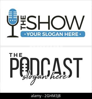 Podcast show entertainment logo design Stock Vector