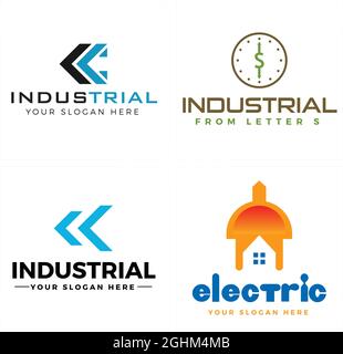 Industrial electric company logo design Stock Vector