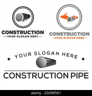 Construction business water tunnel pipe logo design Stock Vector