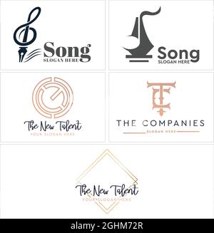 Entertainment pen musical key note logo design  Stock Vector