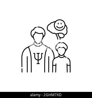 Child psychologist olor line icon. Children learning. Pictogram for web page, mobile app, promo. UI UX GUI design element. Editable stroke. Stock Vector