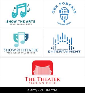 Entertainment theater music podcast logo design Stock Vector