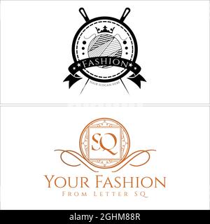 Fashion business needle ball crown clothing logo design  Stock Vector